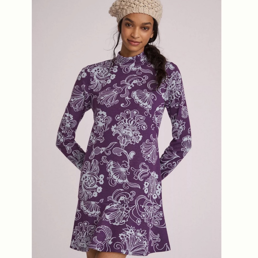Anthropologie Mock Neck Mini Dress